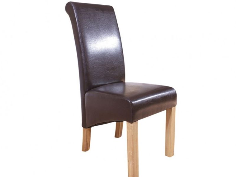GFW Hudson Pair Of Brown Faux Leather Dining Chairs