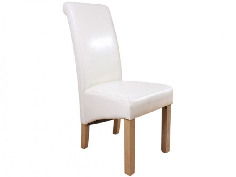 GFW Hudson Pair Of Cream Faux Leather Dining Chairs