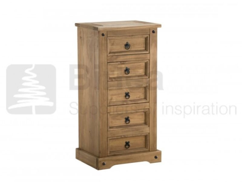 Birlea Corona Pine 5 Drawer Narrow Chest