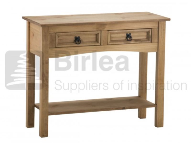Birlea Corona Pine 2 Drawer Console Table With Shelf