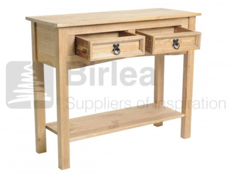 Birlea Corona Pine 2 Drawer Console Table With Shelf