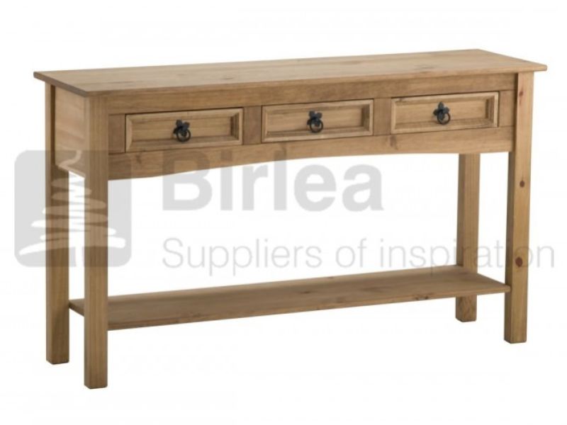 Birlea Corona Pine 3 Drawer Console Table With Shelf