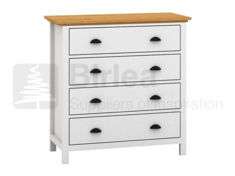 Birlea Richmond White And Pine 4 Drawer Chest