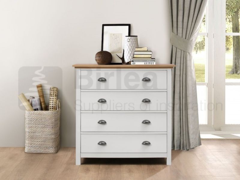 Birlea Richmond White And Pine 4 Drawer Chest