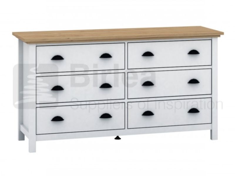 Birlea Richmond White And Pine 6 Drawer Chest