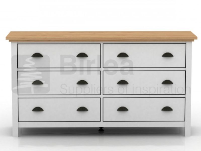 Birlea Richmond White And Pine 6 Drawer Chest