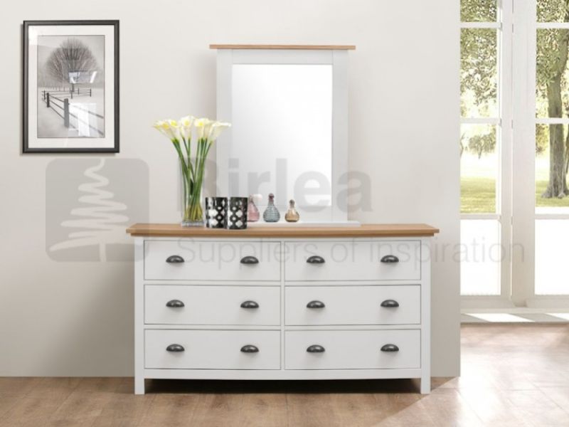 Birlea Richmond White And Pine 6 Drawer Chest