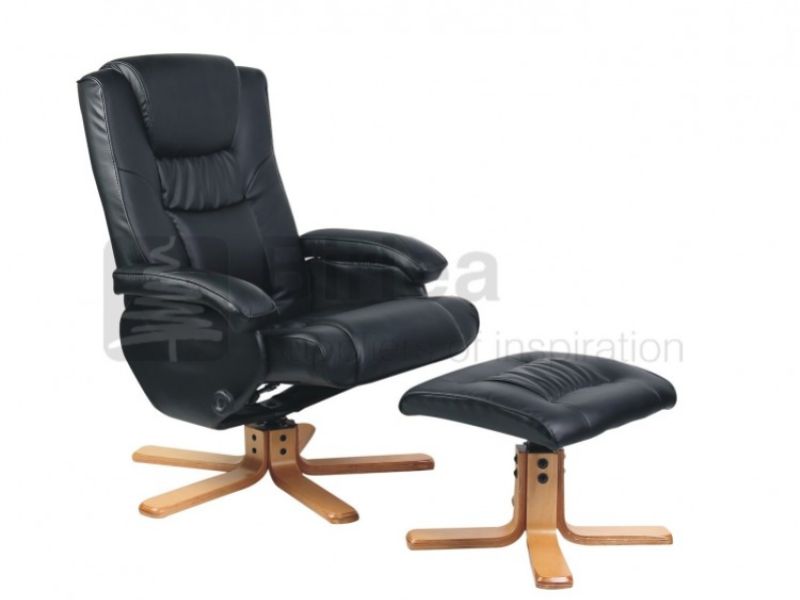 Birlea Nevada Black Faux Leather Swivel Chair And Stool