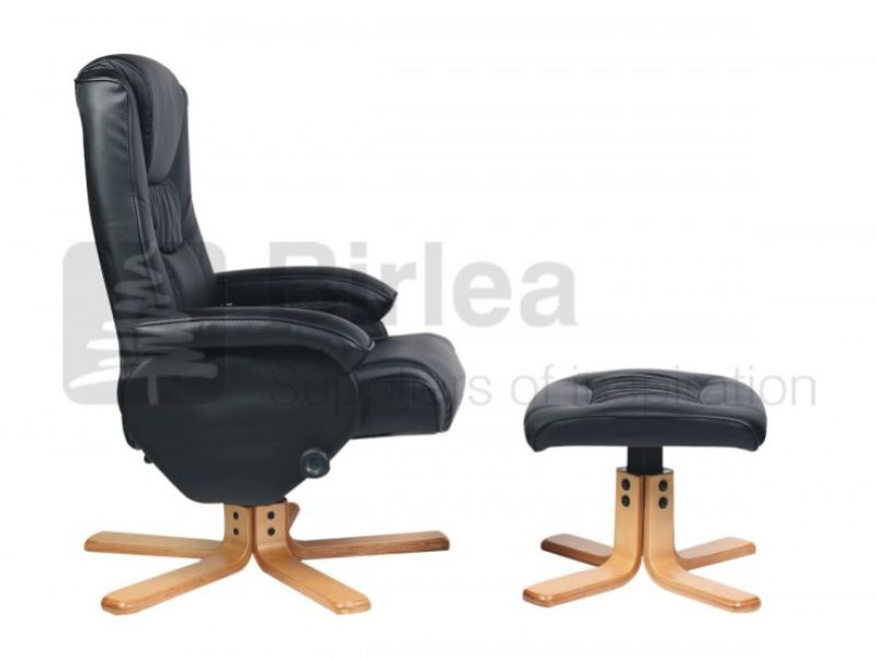 Birlea Nevada Black Faux Leather Swivel Chair And Stool