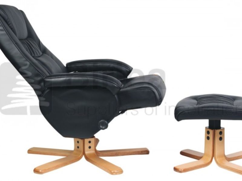 Birlea Nevada Black Faux Leather Swivel Chair And Stool