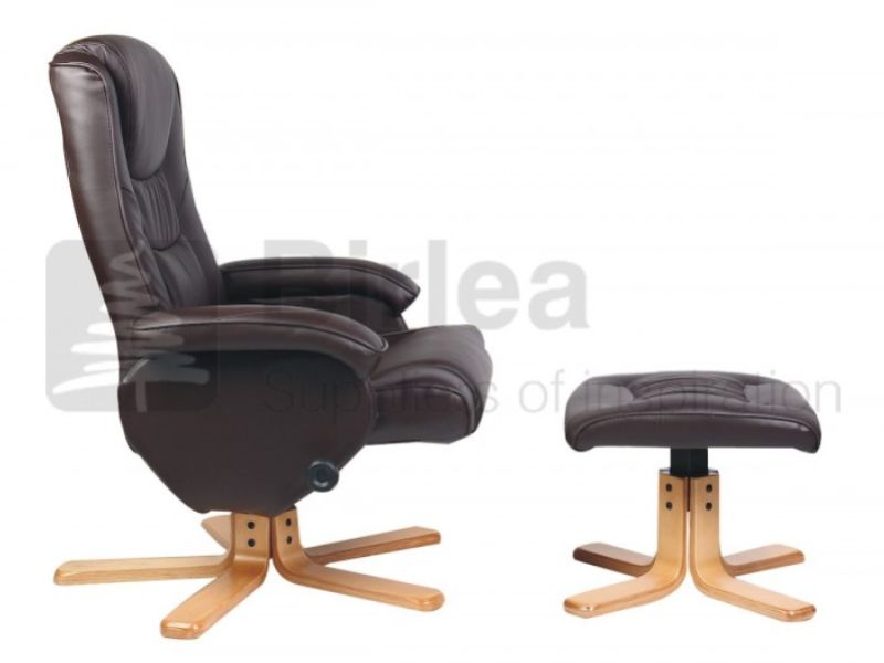 Birlea Nevada Brown Faux Leather Swivel Chair And Stool
