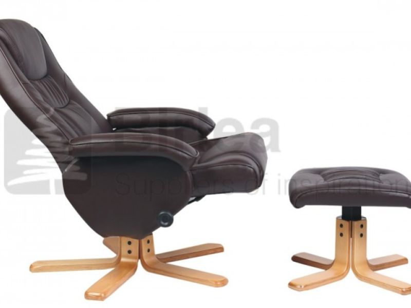 Birlea Nevada Brown Faux Leather Swivel Chair And Stool