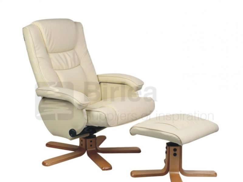 Birlea Nevada Cream Faux Leather Swivel Chair And Stool