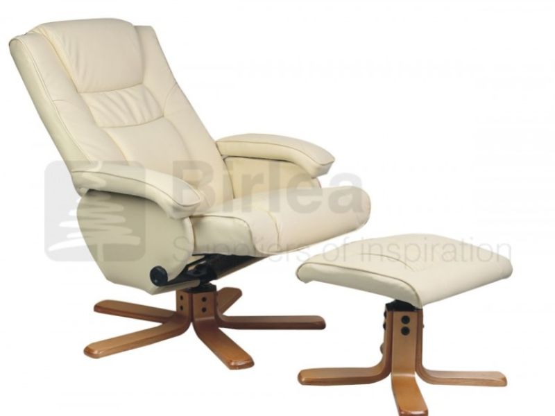 Birlea Nevada Cream Faux Leather Swivel Chair And Stool