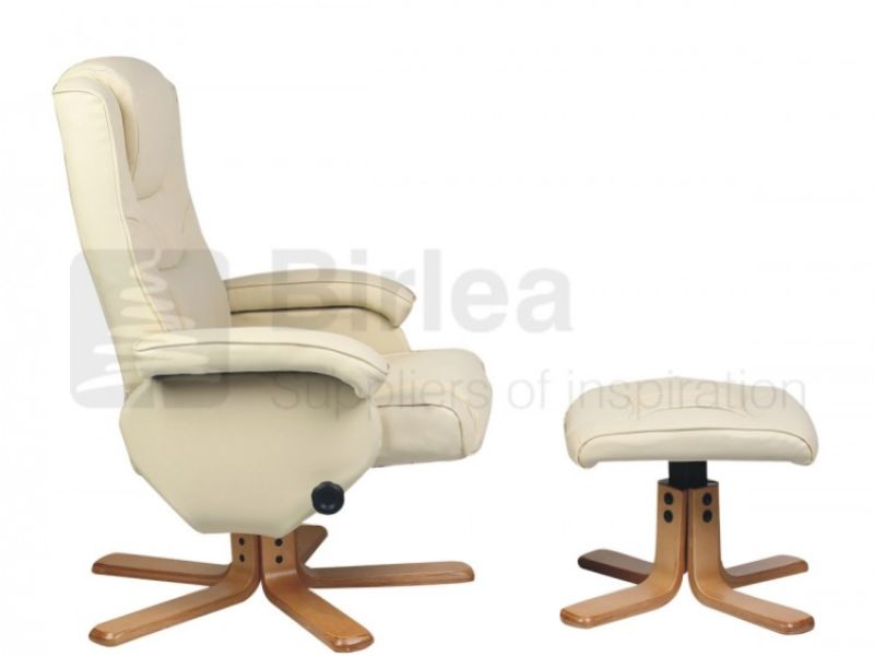 Birlea Nevada Cream Faux Leather Swivel Chair And Stool