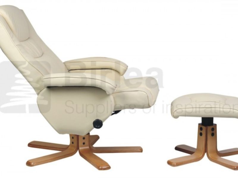 Birlea Nevada Cream Faux Leather Swivel Chair And Stool