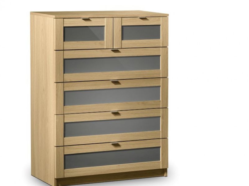 Julian Bowen Strada Light Oak and Smoked Gloss 4+2 Drawer Chest