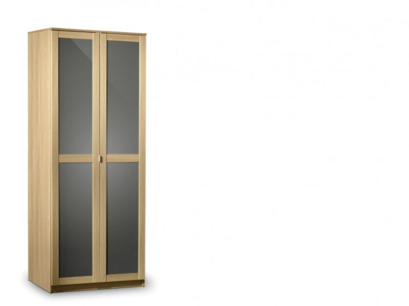 Julian Bowen Strada Light Oak and Smoked Gloss 2 Door Wardrobe