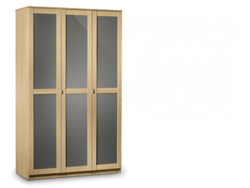 Julian Bowen Strada Light Oak and Smoked Gloss 3 Door Wooden Wardrobe