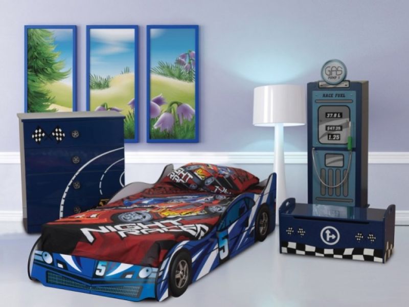 Sweet Dreams Blue Formula Racing Car Bed Matching Bedroom Furniture Children 