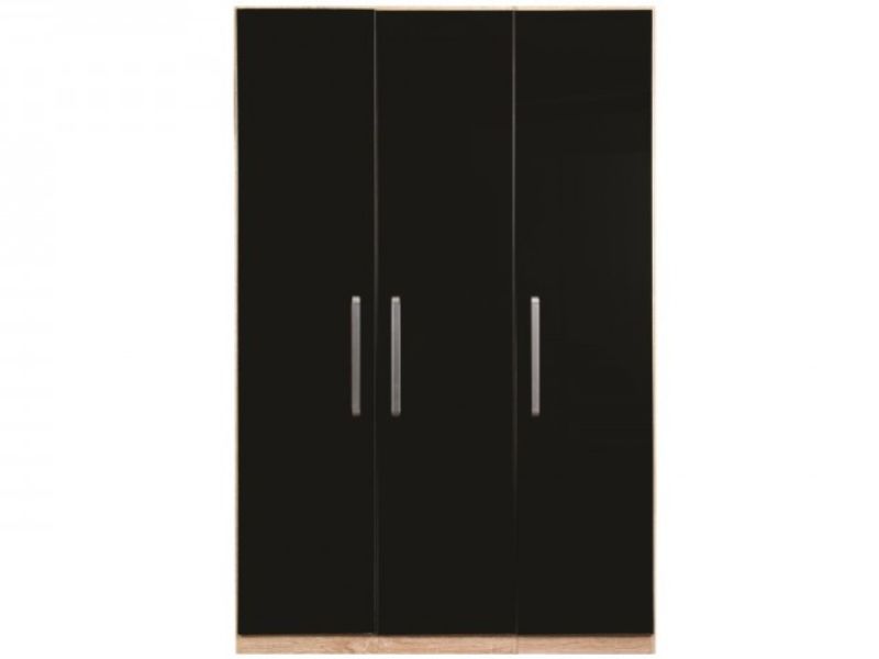 Sweet Dreams Gloss Black 3 Door Wardrobe