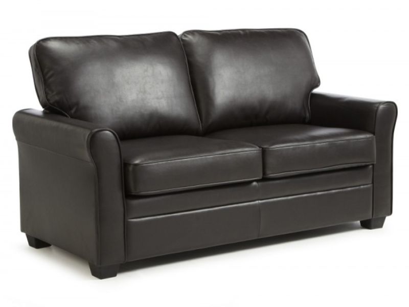 Serene Naples Brown Faux Leather Sofa Bed