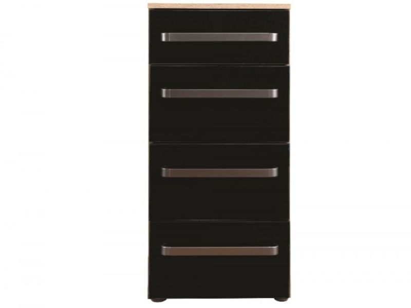 Sweet Dreams Gloss Black 4 Drawer Bedside