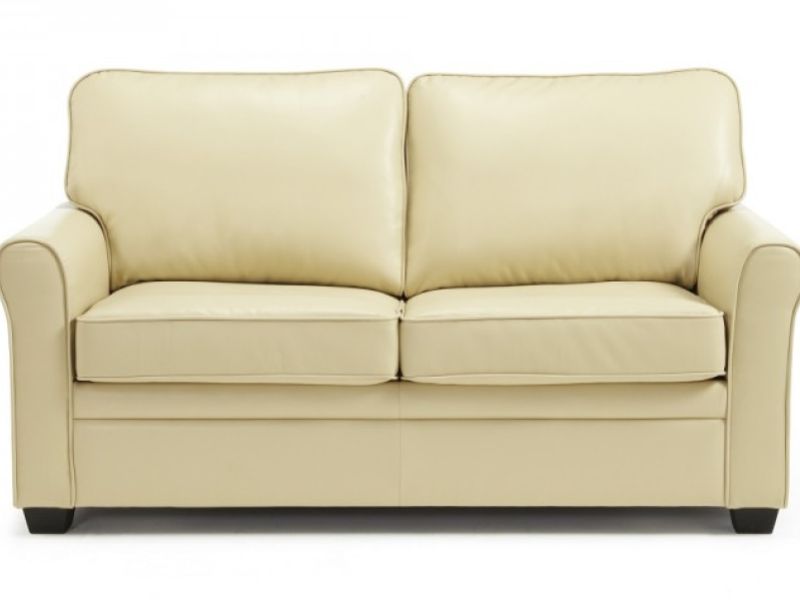 Serene Naples Cream Faux Leather Sofa Bed