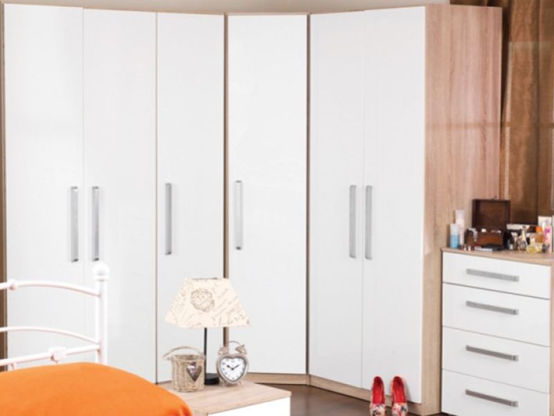 Sweet Dreams Gloss White Corner Wardrobe