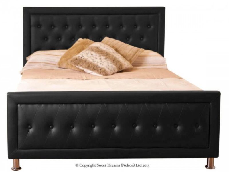 Sweet Dreams Bach 4ft6 Double Black Faux Leather Bed Frame