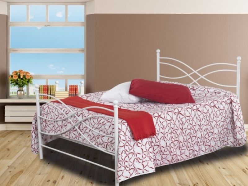 Sweet Dreams Rhombus 5ft Kingsize White Metal Bed Frame