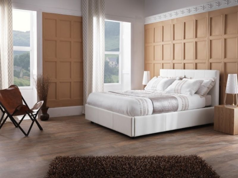 Serene Lucca 6ft Super Kingsize White Faux Leather Bed Frame