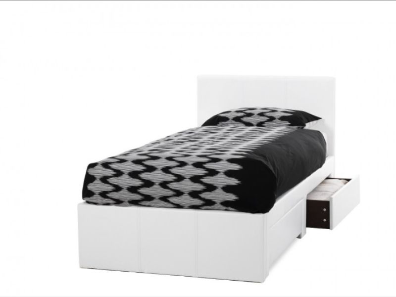 Serene Latino 3ft Single White Faux Leather Bed Frame
