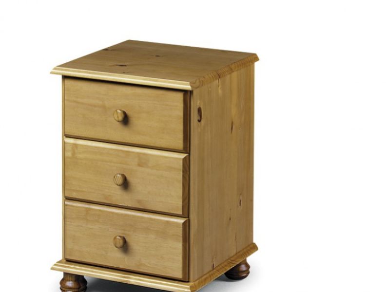 Julian Bowen Pickwick Pine Wooden 3 Drawer Bedside Cabinet
