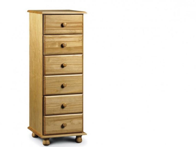 Julian Bowen Pickwick Pine Wooden 6 Drawer Narrow Chest