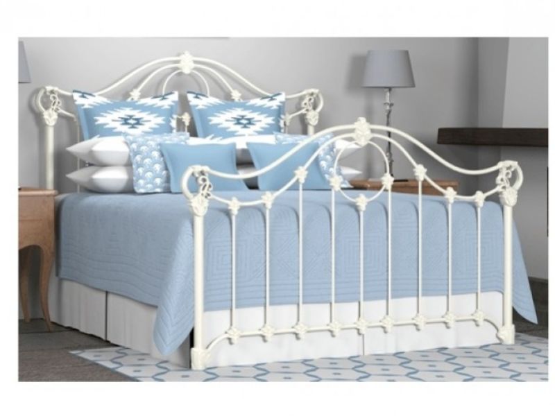 OBC Alva 4ft 6 Double Glossy Ivory Bed Frame