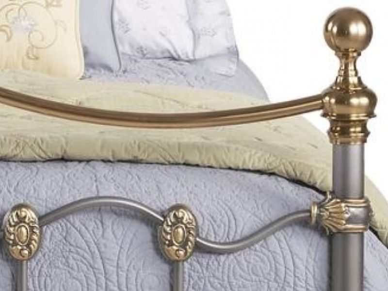 OBC Ardmore 4ft6 Double Silver Patina Metal Headboard