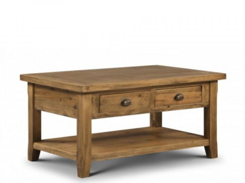 Julian Bowen Mayflower Coffee Table with 2 Drawers in Reclaimed Pine
