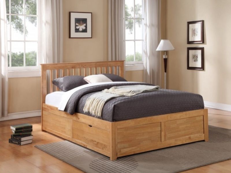 Flintshire Pentre 5ft Kingsize Oak Finish Bed With Drawers