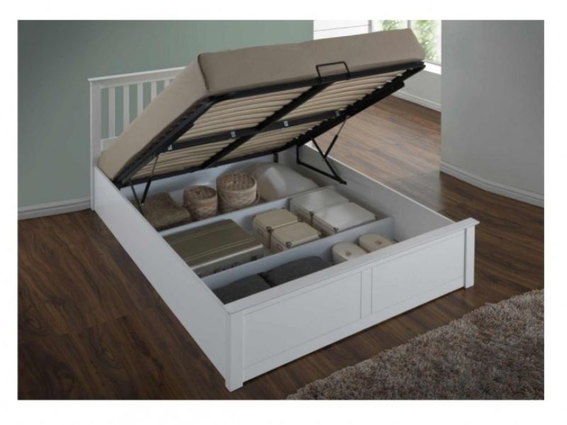 Flintshire Pentre 4ft6 Double White Wooden Ottoman Bed