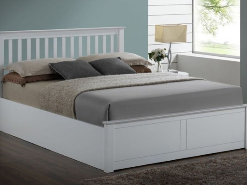 Flintshire Pentre 4ft6 Double White Wooden Ottoman Bed