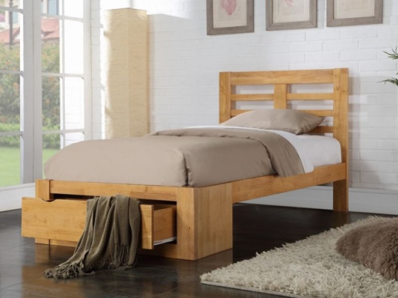 Flintshire Bretton 3ft Single Oak Finish Bed With Drawer