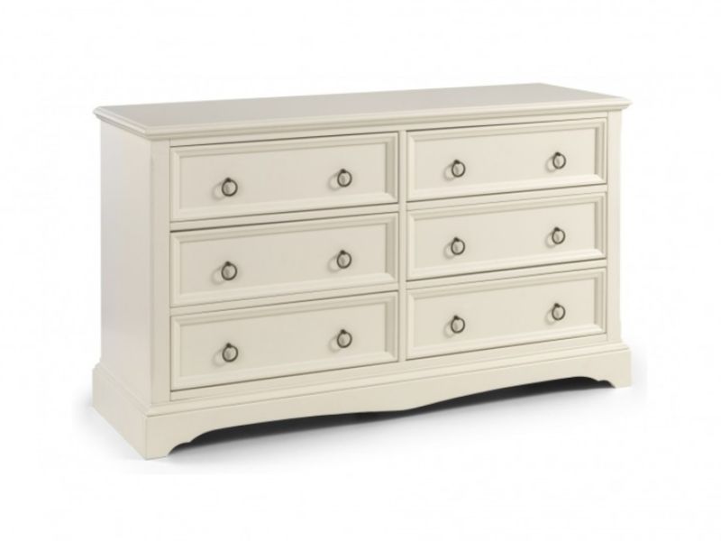 Julian Bowen La Rochelle Stone White 6 Drawer Wide Chest