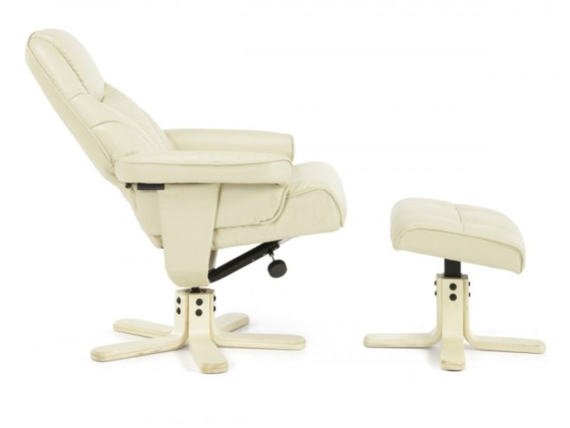 Serene Bodo Cream Faux Leather Recliner Chair