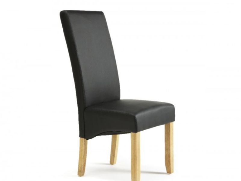 Serene Merton Black Faux Leather Dining, Oak And Black Leather Dining Chairs