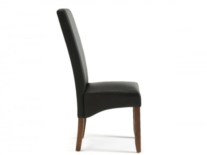 Serene Merton Black Faux Leather Dining Chairs With Walnut Legs (Pair)