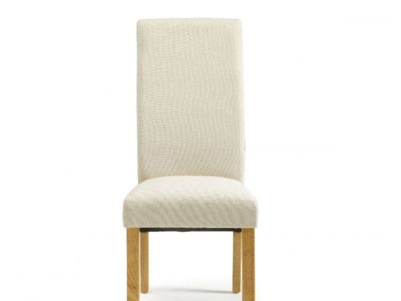 Serene Merton Putty Fabric Dining Chairs With Oak Legs (Pair)