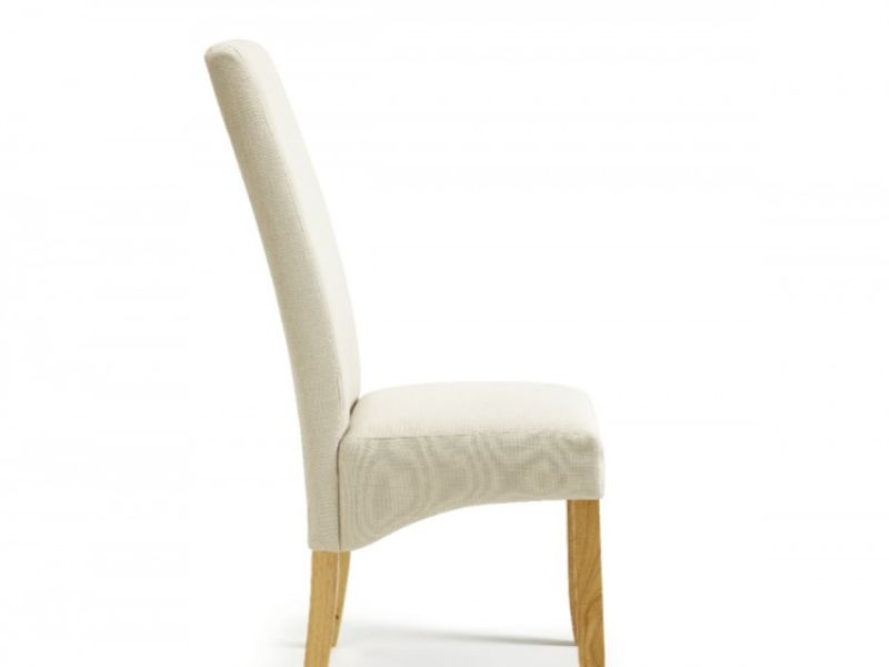 Serene Merton Putty Fabric Dining Chairs With Oak Legs (Pair)