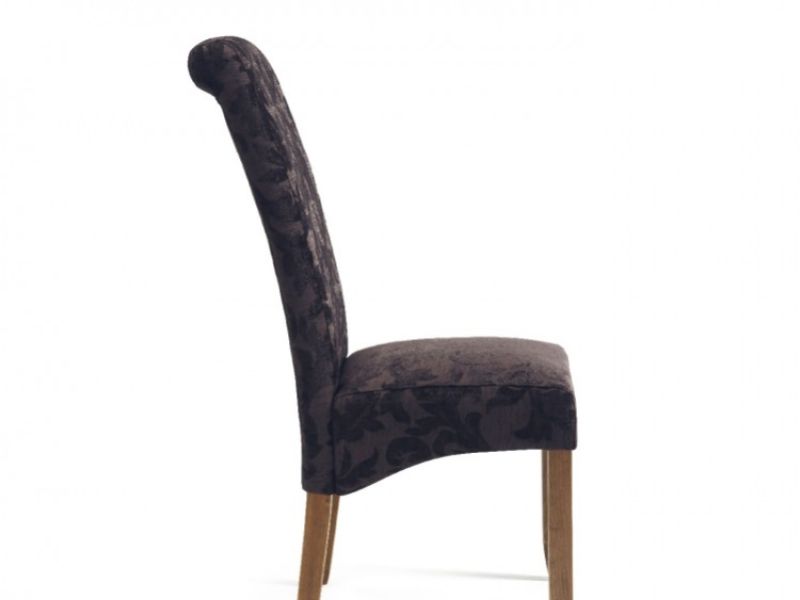 Serene Kingston Aubergine Floral Fabric Dining Chairs With Walnut Legs (Pair)