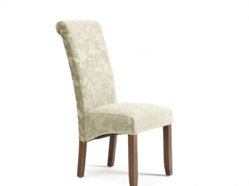 Serene Kingston Sage Floral Fabric Dining Chairs With Walnut Legs (Pair)